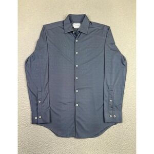 Ministry Of Supply Dress Shirt Mens Small Blue Herringbone Slim Fit Long Sleeve